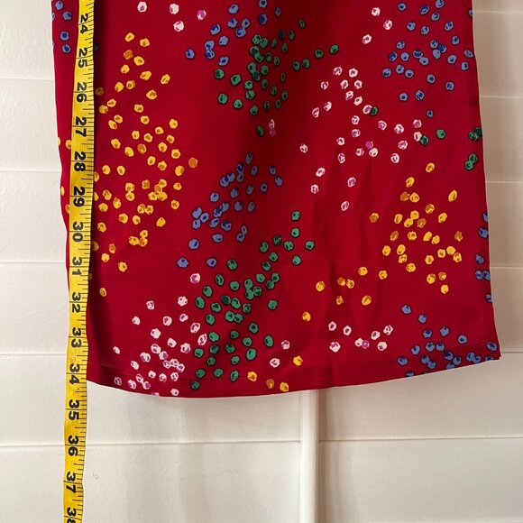 Never Fully Dressed Red Midi Skirt with Multicolor Dots - Picture 2 of 3